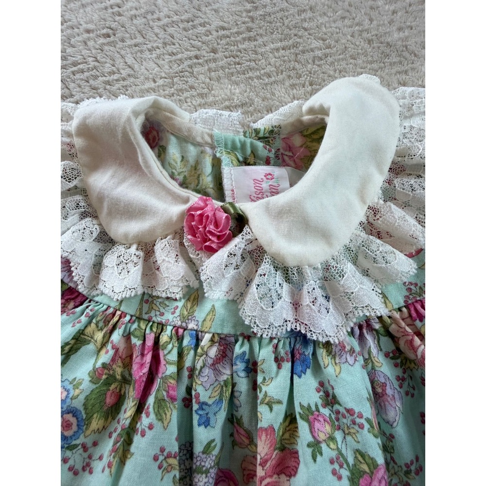 Allison Ann Vintage Floral Lace Preemie Baby Dress Pink Blue Cotton Made in USA - Picture 2 of 12